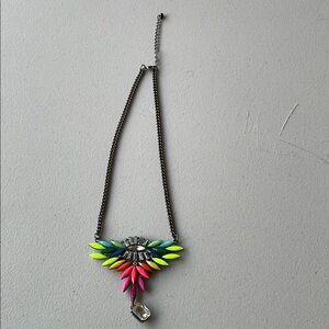 Vibrant Green and Yellow Fan Pendant Necklace